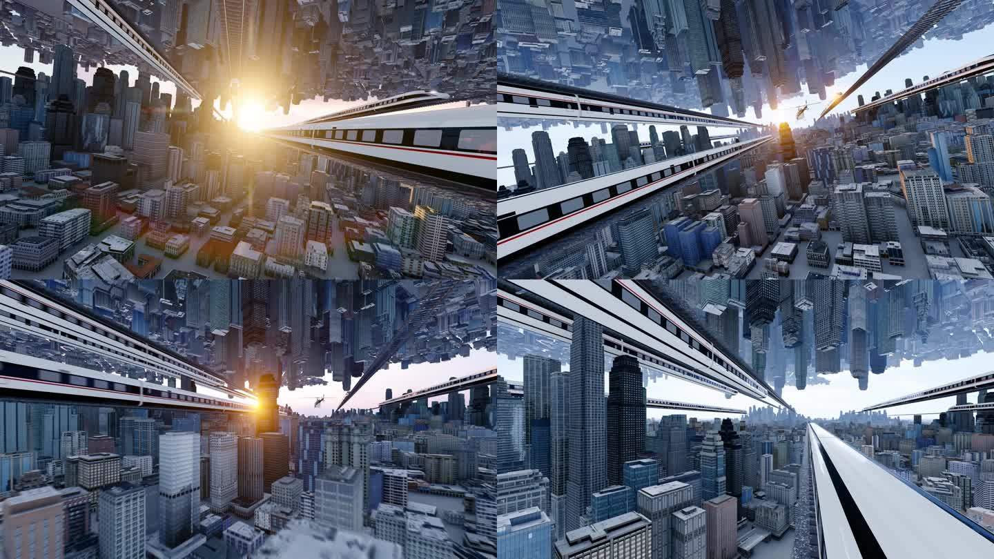 4k科幻未来城市高铁交通系统