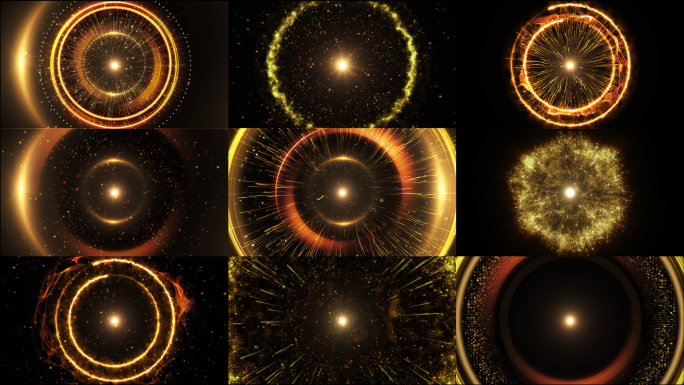 多款金色粒子爆炸冲击波光圈+透明通道