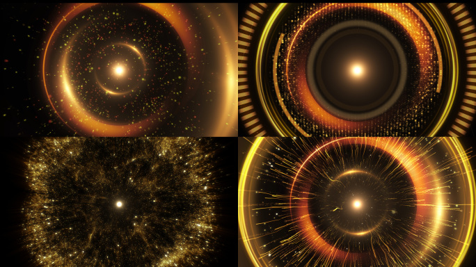 多款金色粒子爆炸冲击波光圈+透明通道