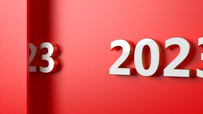 红色背景下的2023年新年概念