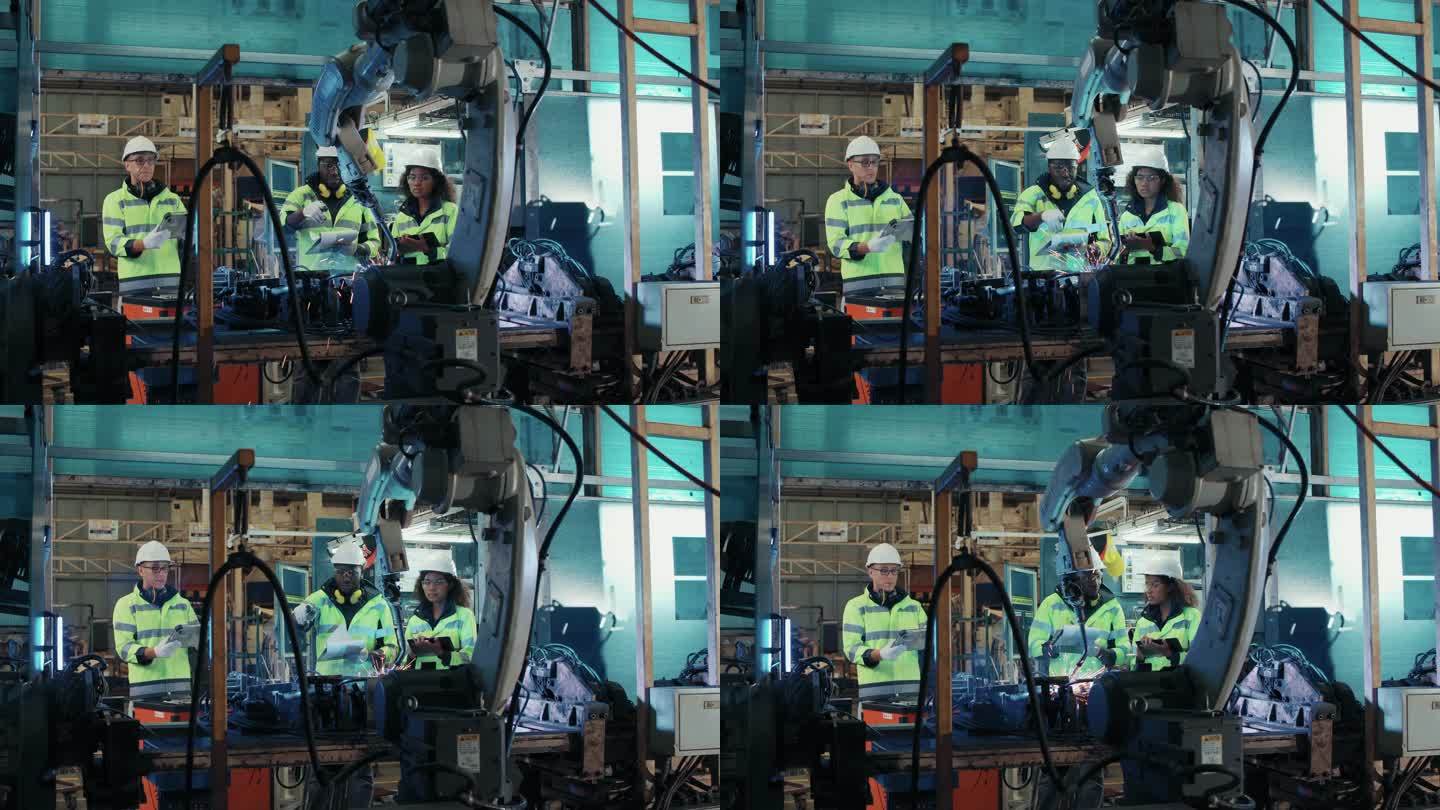 保护工作服技术工程师小组，负责控制和指导工厂中工业机器人机械臂的维护