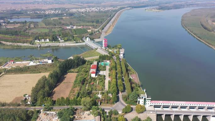 航拍山东省沭河风景