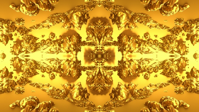 【4K时尚背景】空间立体图形黄金浮雕视觉