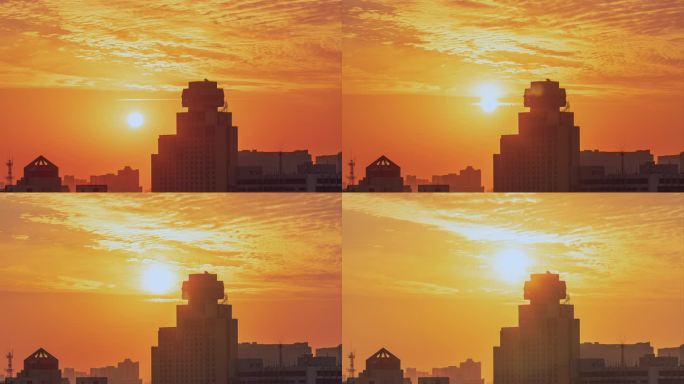 城市日出延时摄影