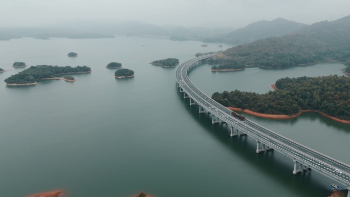 4K庐山西海航拍九江美景旅游水上高速