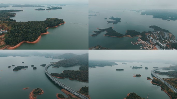 4K庐山西海航拍九江美景旅游水上高速