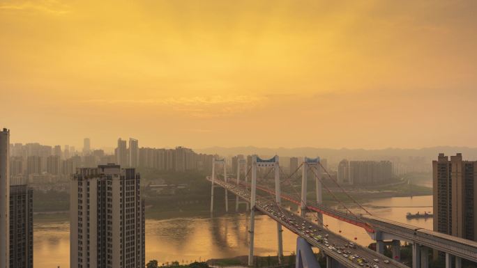 重庆鹅公岩大桥日出延时摄影4K
