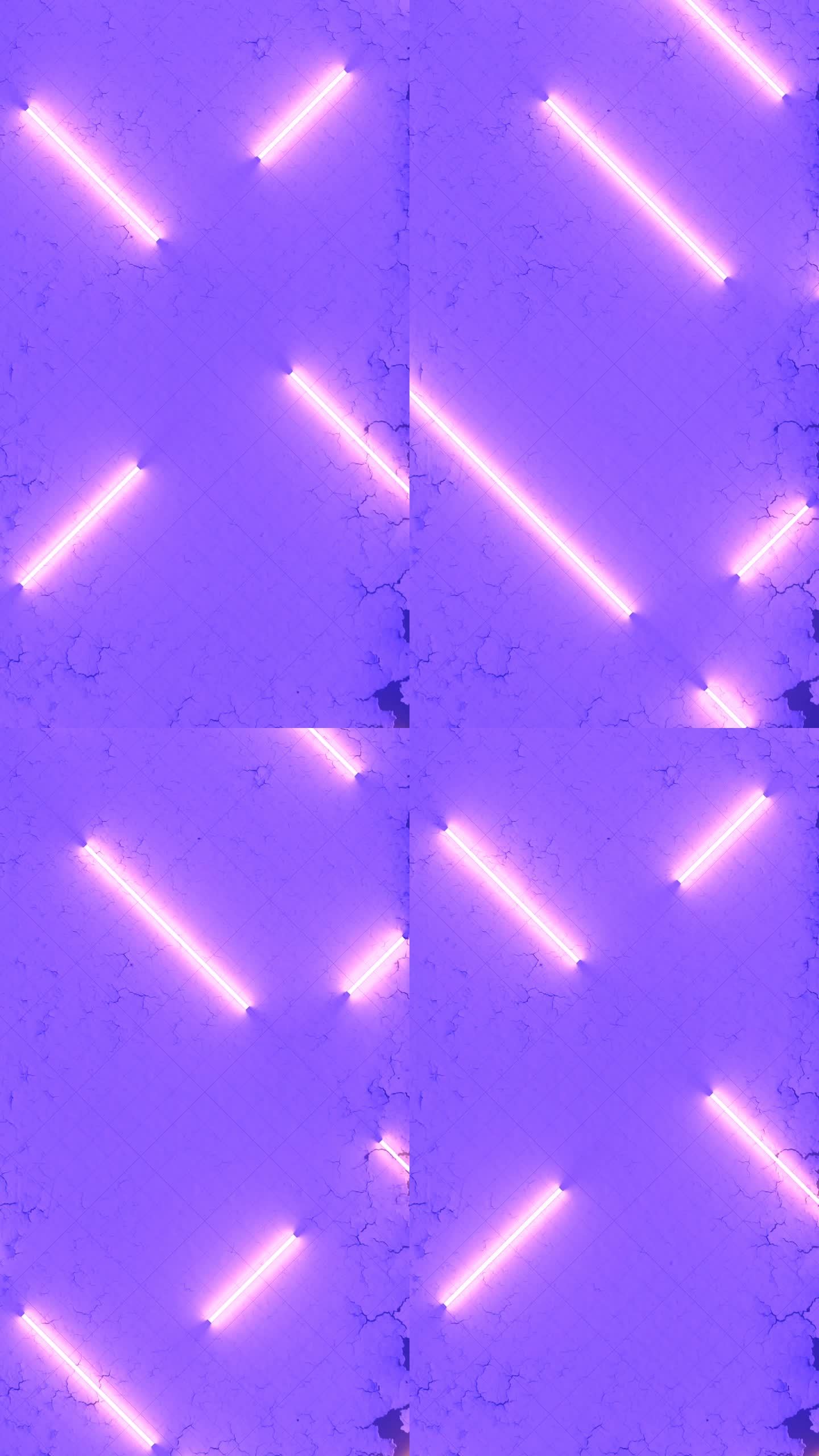粉色荧光灯在破旧的表面上无休止的机械运动。时尚霓虹灯图案。抽象创意概念背景。三维渲染数字回路动画HD