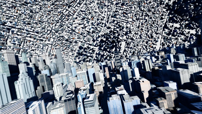 4K抽象建筑未来城市盗梦空间翻转城市