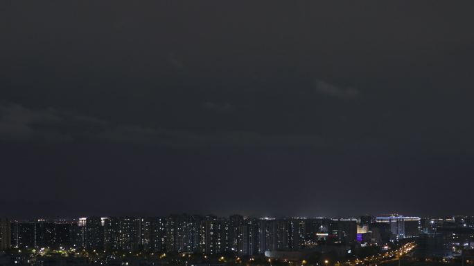 杭州城市天空夜景闪电