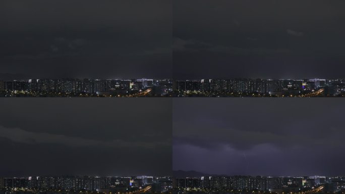 杭州城市天空夜景闪电
