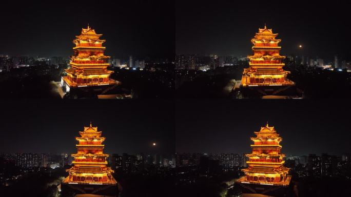 九江德化楼夜景环绕航拍