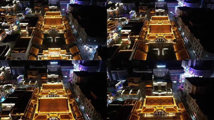 江西南昌万寿宫历史文化街区夜景灯光航拍