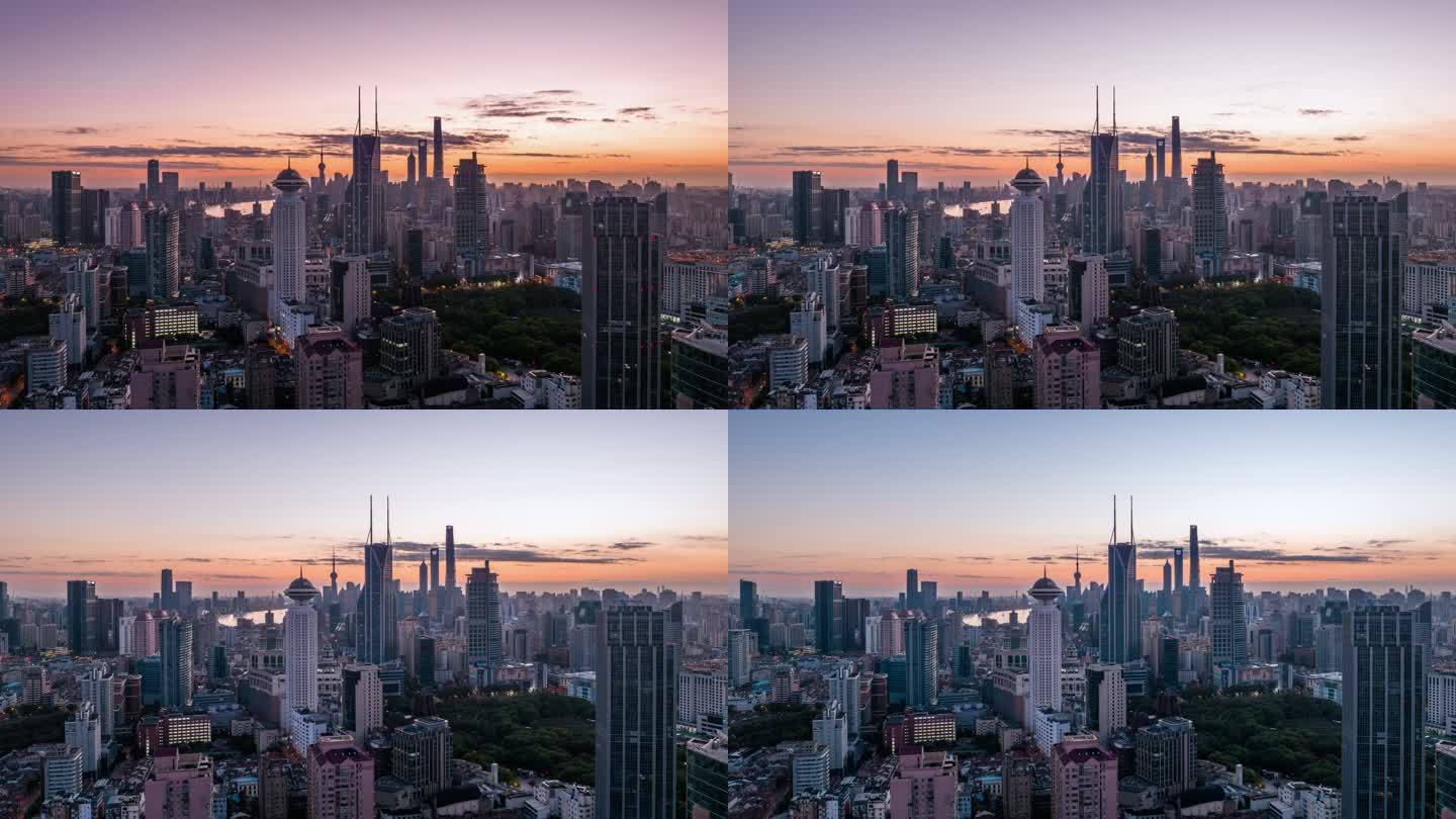 上海陆家嘴日出上海地标宣传片城市风光航拍
