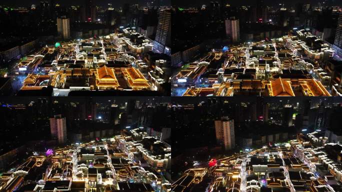 江西南昌万寿宫历史文化街区夜景灯光航拍