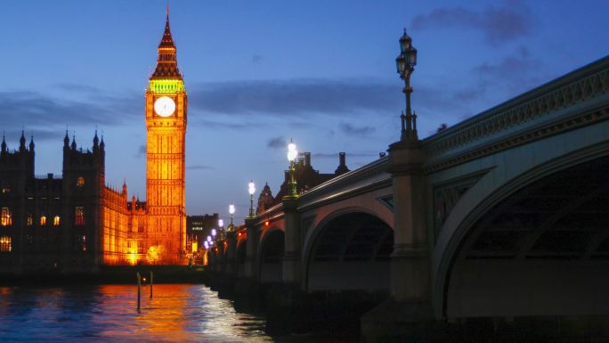 延时平移、缩放和上升英国伦敦大本钟和特拉法加广场