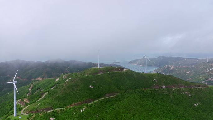 【5K】台山上川岛风车山风力发电机航拍