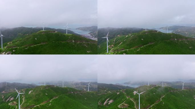 【5K】台山上川岛风车山风力发电机航拍