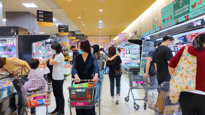 超市人流采购商品购物消费 商圈 高档超市