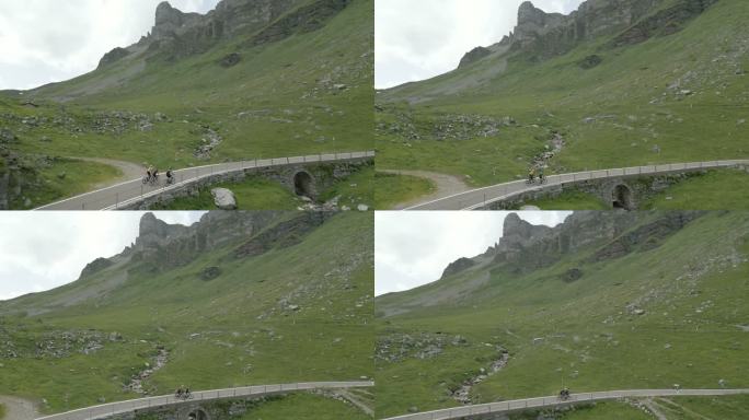 骑车人登山公路鸟瞰图