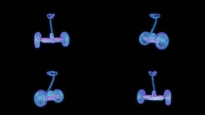 4K全息科技元素-平衡车动画透明底