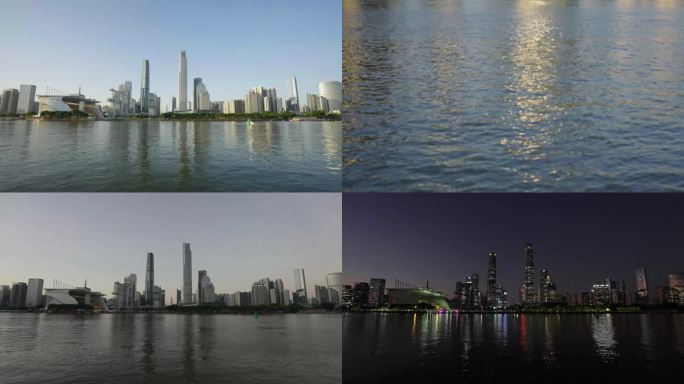 4K广州天河珠江新城全景日转夜延时摄影