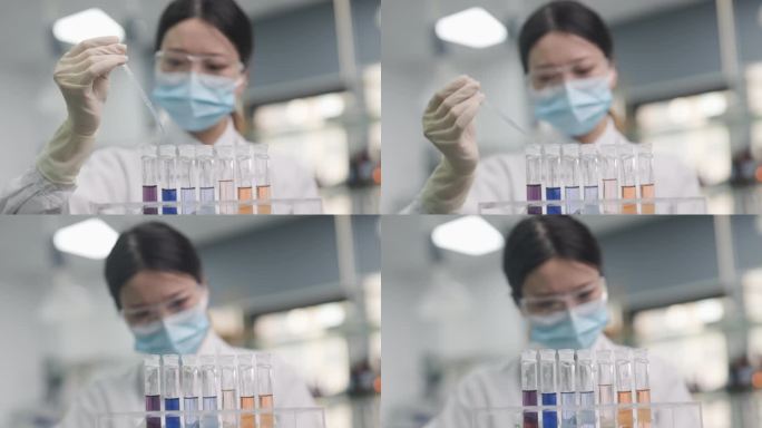 亚洲女科学家在实验室工作