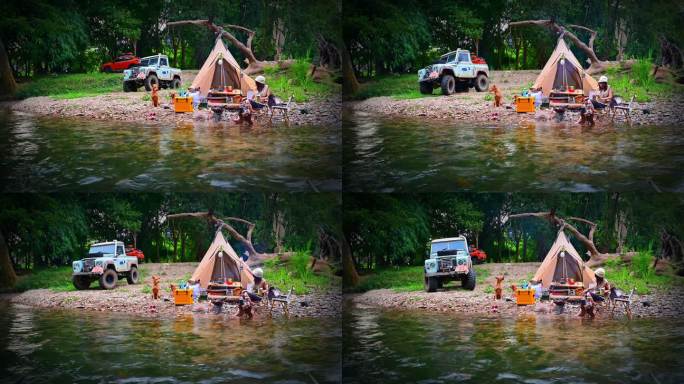 水溪露营河边钓鱼自驾游露营帐篷