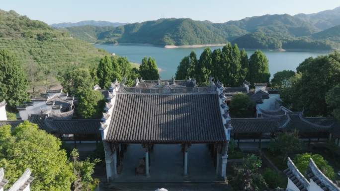 4k 新昌 沃洲湖 真君殿 航拍