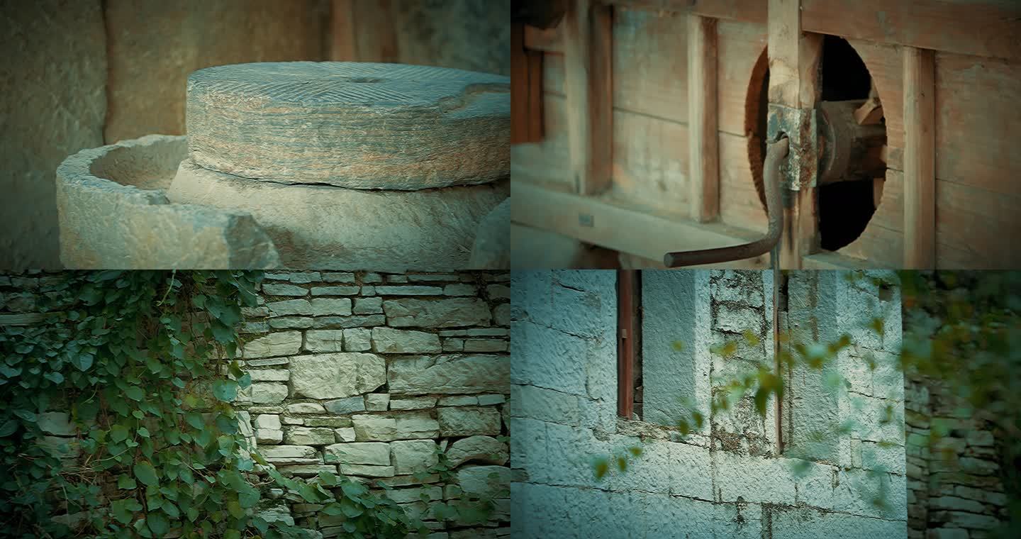 4k岁月传统农具古老村落石墙