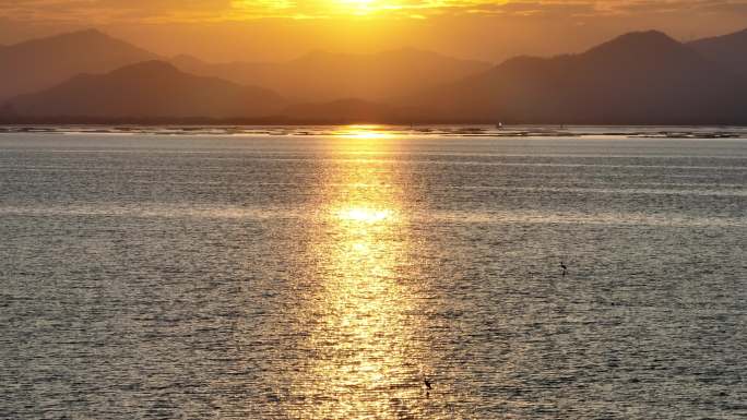 海上日出东方朝霞航拍