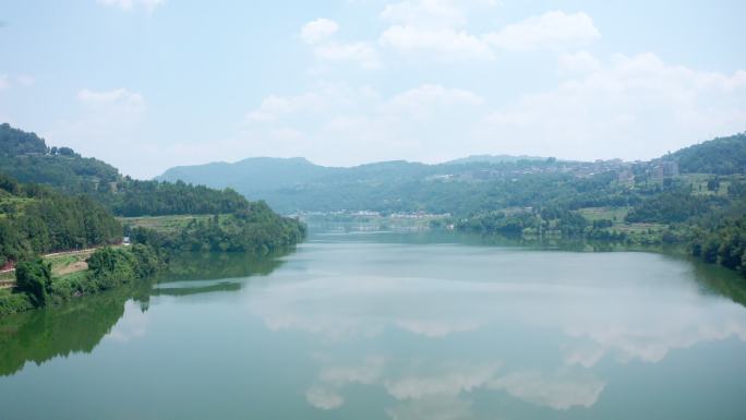 4K水利大坝航拍乡村风景水库水电站