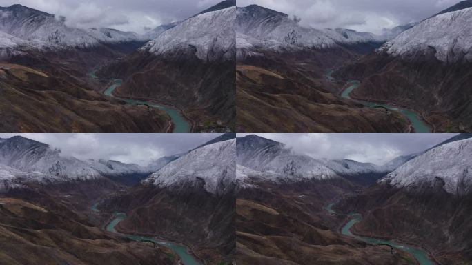 西藏风景澜沧江大峡谷航拍