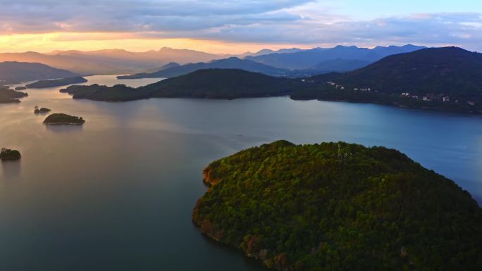 2.7K 莆田东圳水库落日 绿水青山