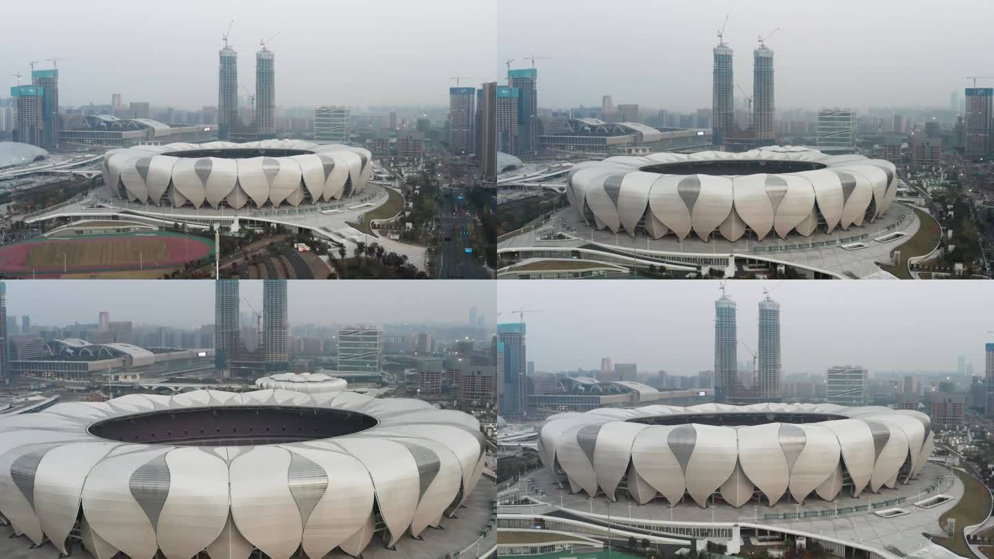 杭州市奥林匹克体育中心大莲花航拍