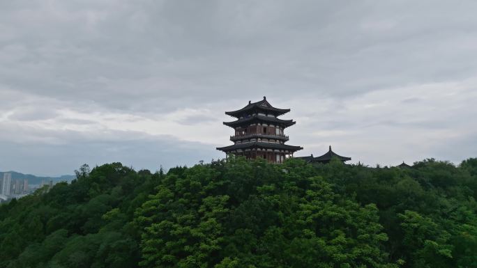 4k 新昌 鼓山公园 鼓山顶 航拍