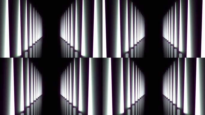 三维渲染、抽象几何背景、发光霓虹灯、围绕Loopable旋转的形状