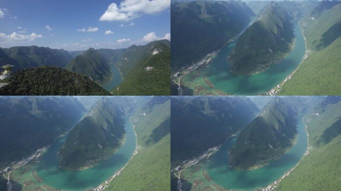 4K航拍河池东兰红水河第一湾山水风光