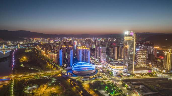 宝鸡夜景航拍