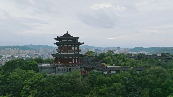 4k 新昌 鼓山公园 鼓山顶 航拍