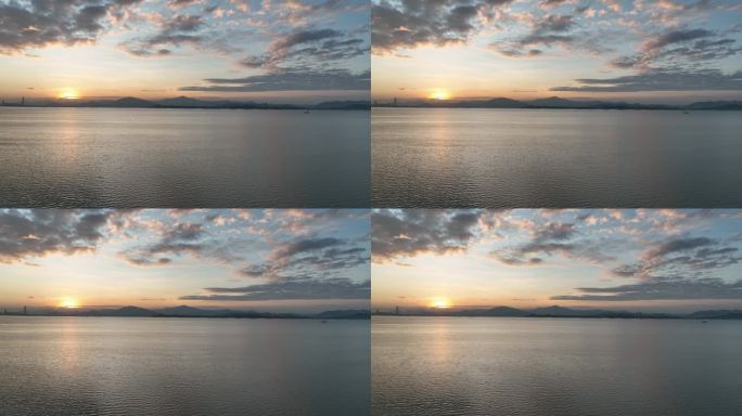 深圳湾海上日出朝霞