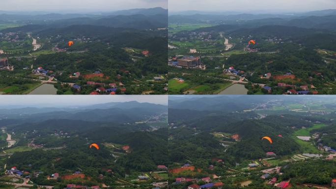 山间滑翔伞飞行航拍