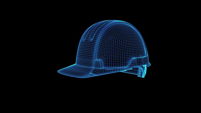 蓝色全息线框科技安全帽素材带通道
