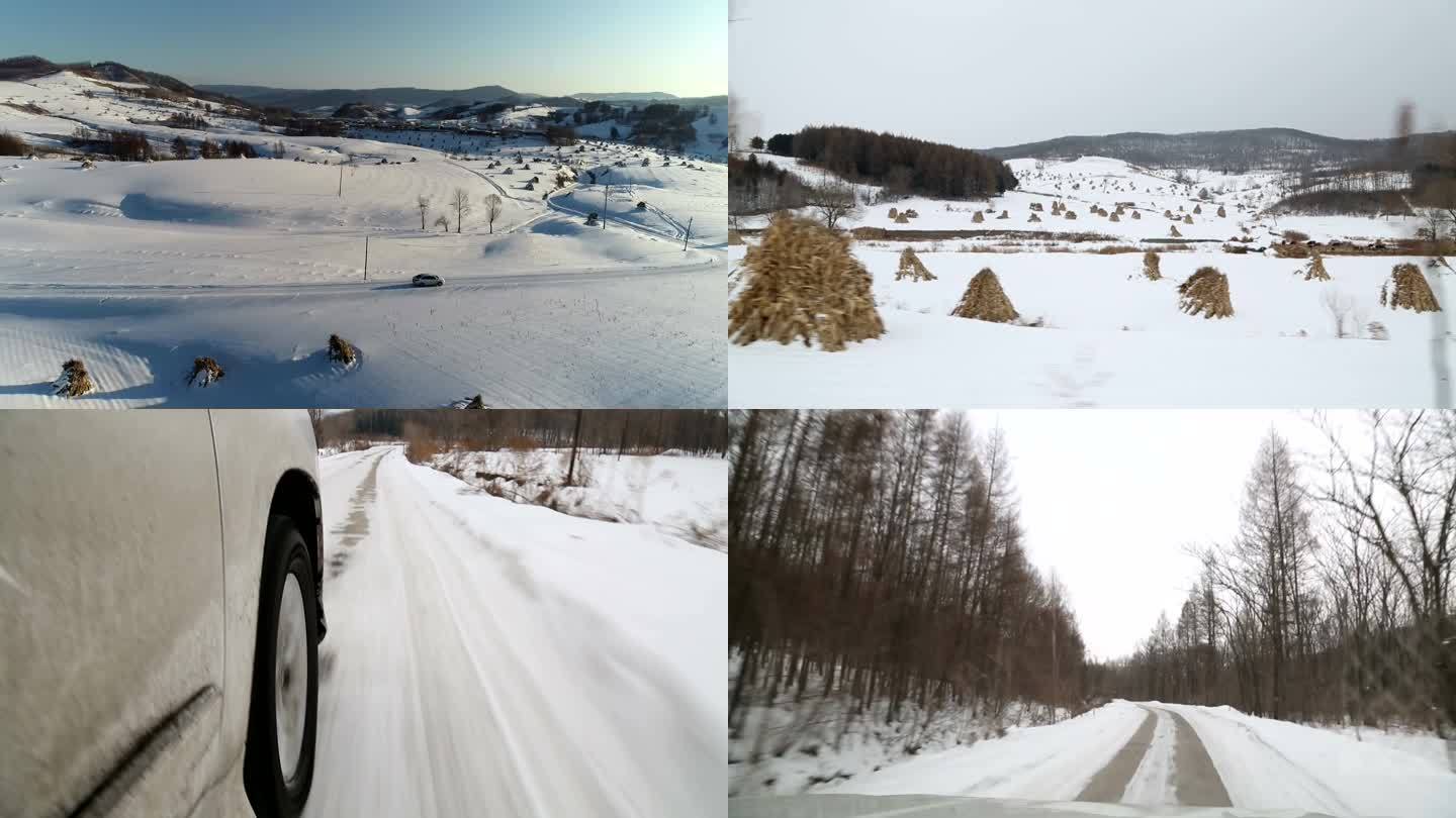 汽车在雪原上行驶