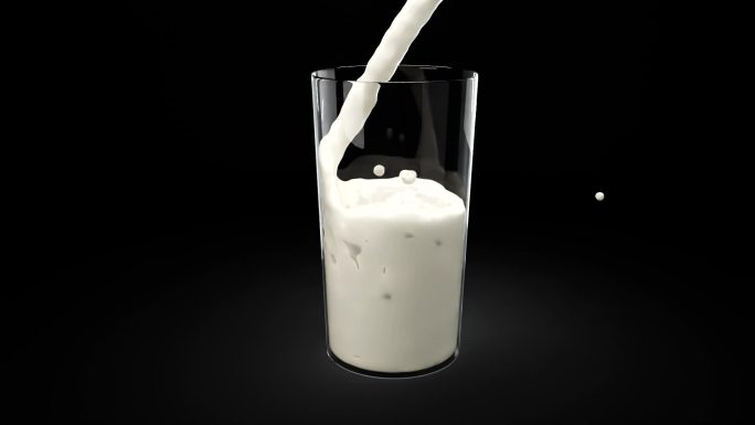 高清牛奶倒入玻璃杯素材