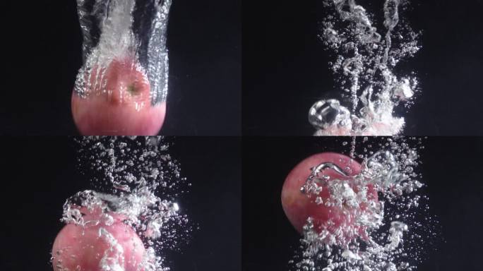 苹果入水飘起气泡