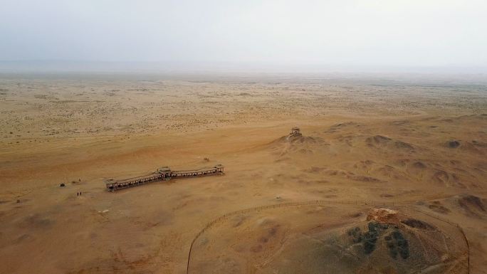 中国亚洲沙漠沙丘鸟瞰图