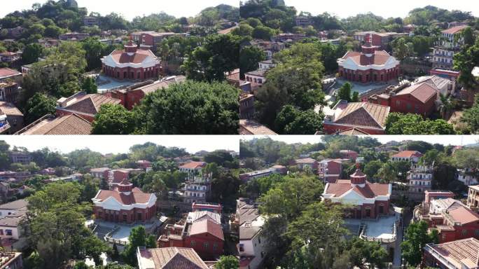 厦门鼓浪屿鸽子飞过建筑群