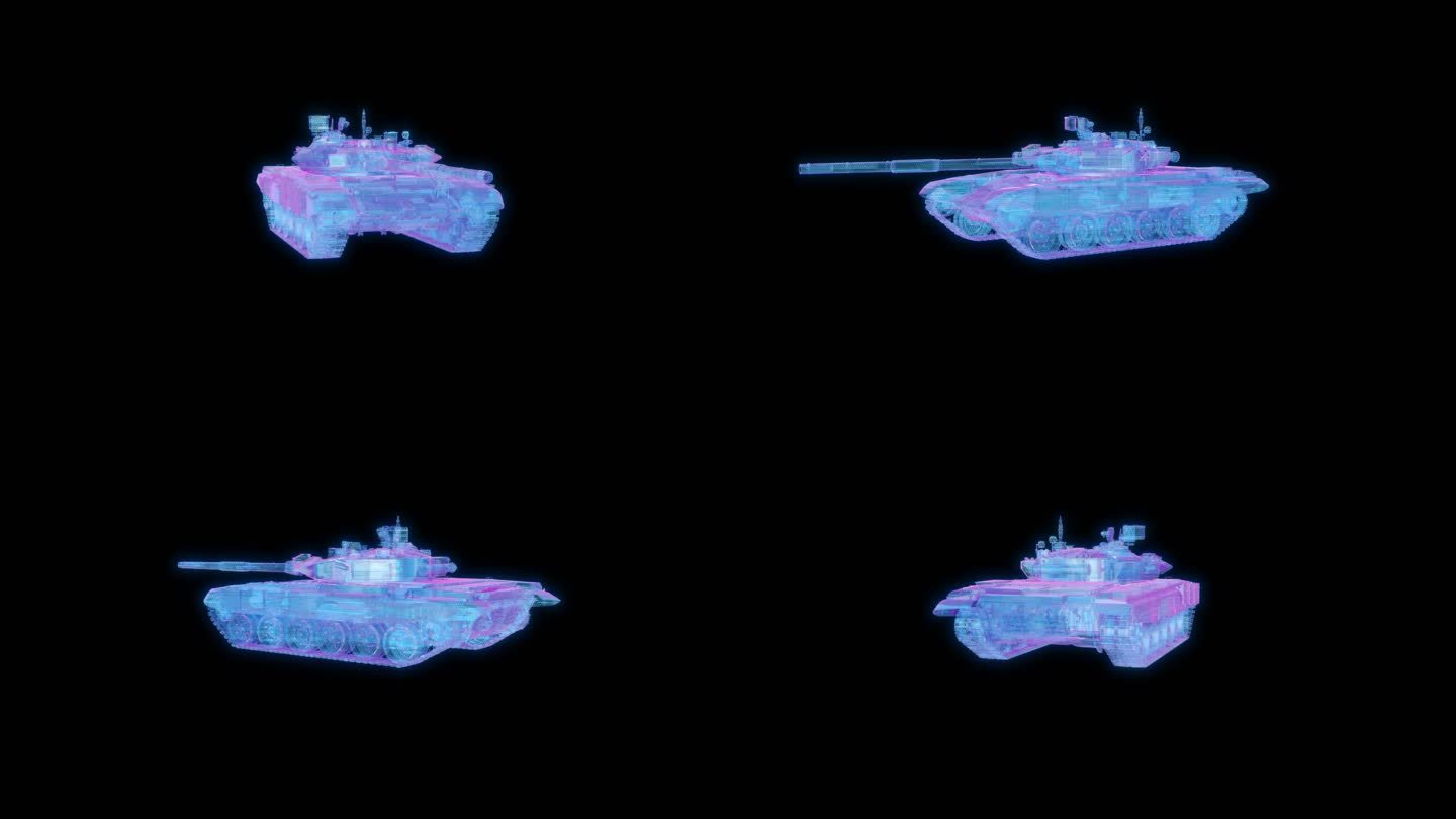 4K全息科技元素-坦克动画透明底