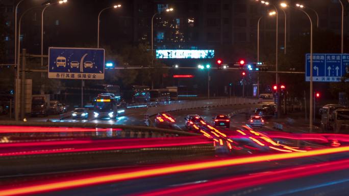 夜晚城市公路车流延时